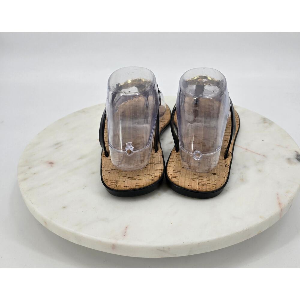 Michael Kors Black Patent Jelly Thong Sandals with Gold Logo - Picture 4 of 6